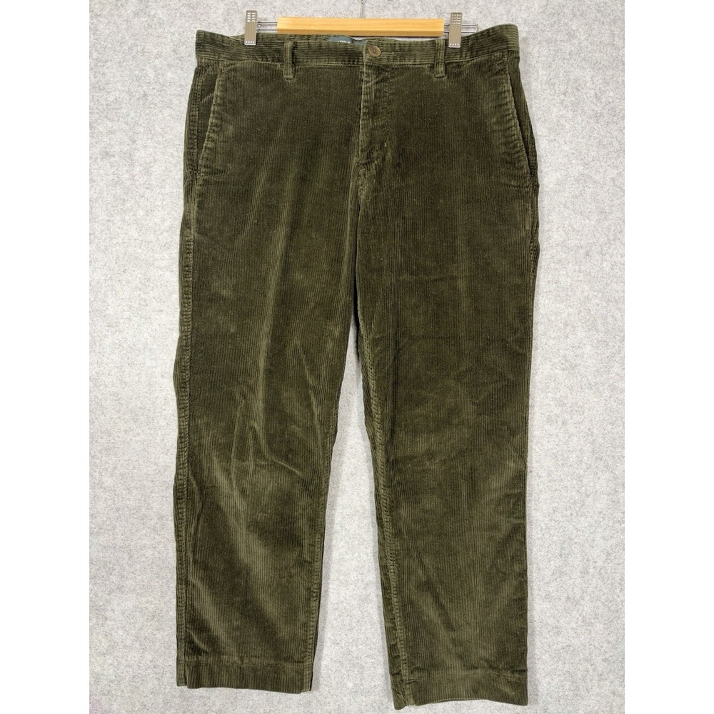 Rodd & Gunn Corduroy Pants Mens 35R Olive Green Flat Front Italian Fabric 36x26